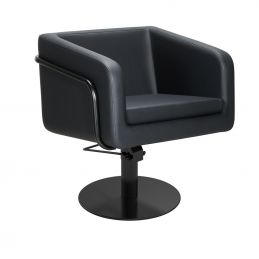 Fauteuil coiffure professionnel Egan avec pied rond inox noir