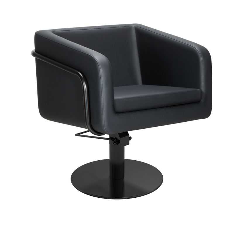 Fauteuil coiffure professionnel Egan avec pied rond inox noir