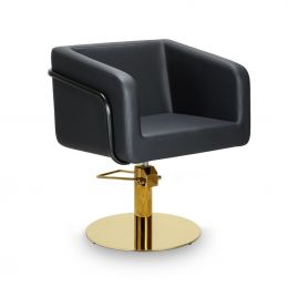 Fauteuil coiffure professionnel Egan avec pied rond inox doré