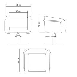 Dimensions Fauteuil coiffure professionnel Egan avec pied rond inox