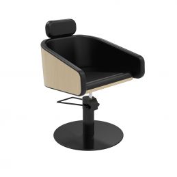 Fauteuil de coiffure Alya base ronde inox noir ergonomique