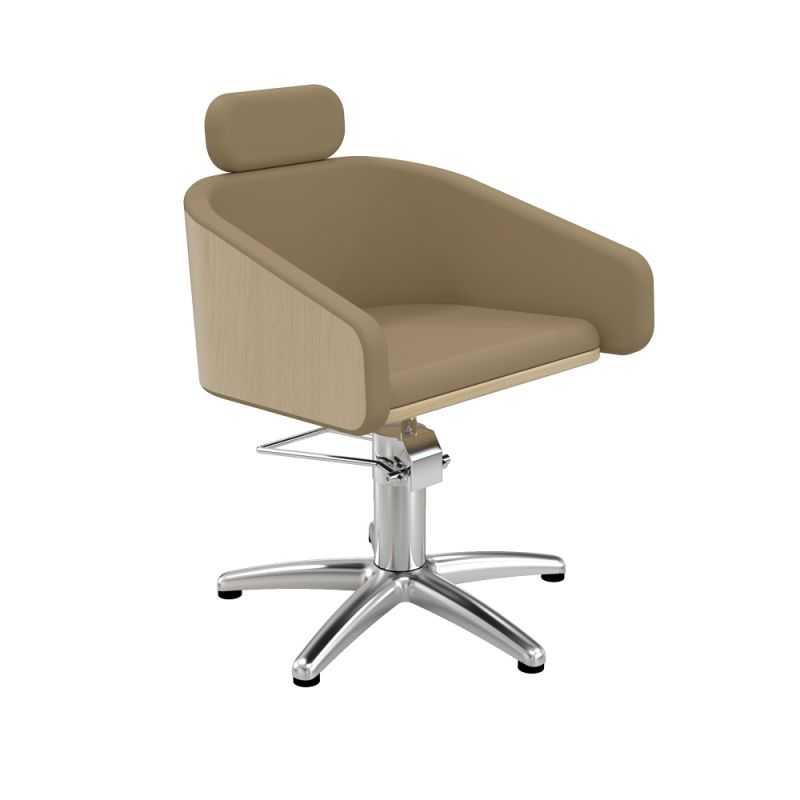 Fauteuil coiffure Alya beige base étoile inox Ø62 cm professionnel