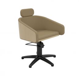 Fauteuil coiffure Alya beige base étoile inox noir Ø62 cm professionnel