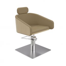 Fauteuil coiffure Alya beige base carrée inox 50x50 cm ergonomique