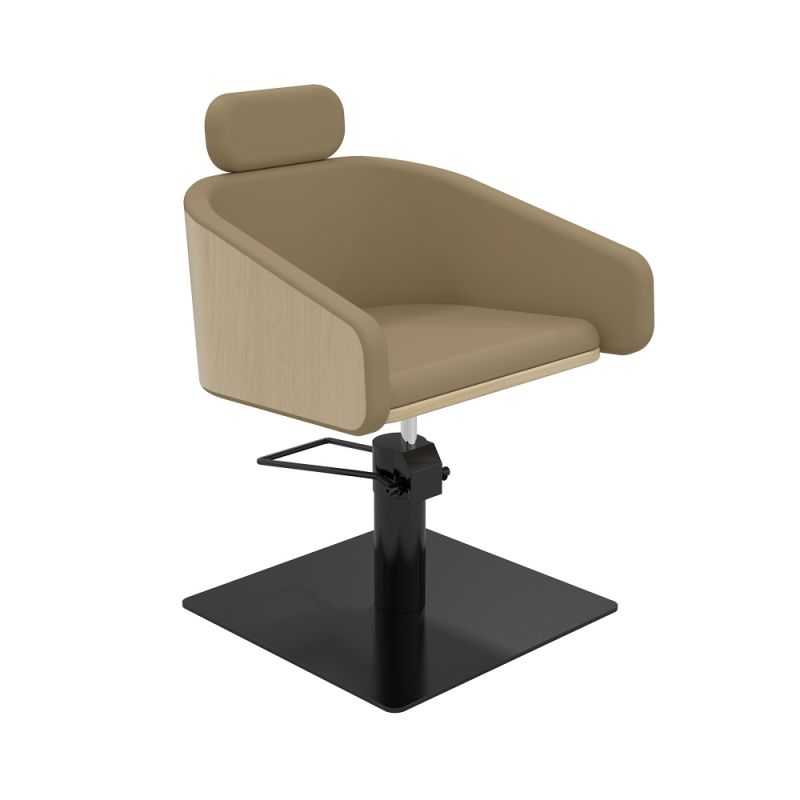 Fauteuil coiffure Alya beige base carrée inox noir 50x50 cm ergonomique Fauteuil coiffure Alya beige base carrée inox noir 50x50 cm ergonomique
