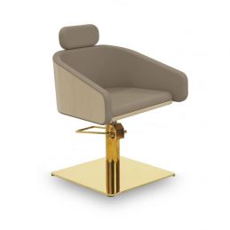 Fauteuil coiffure Alya beige base carrée inox doré 50x50 cm ergonomique