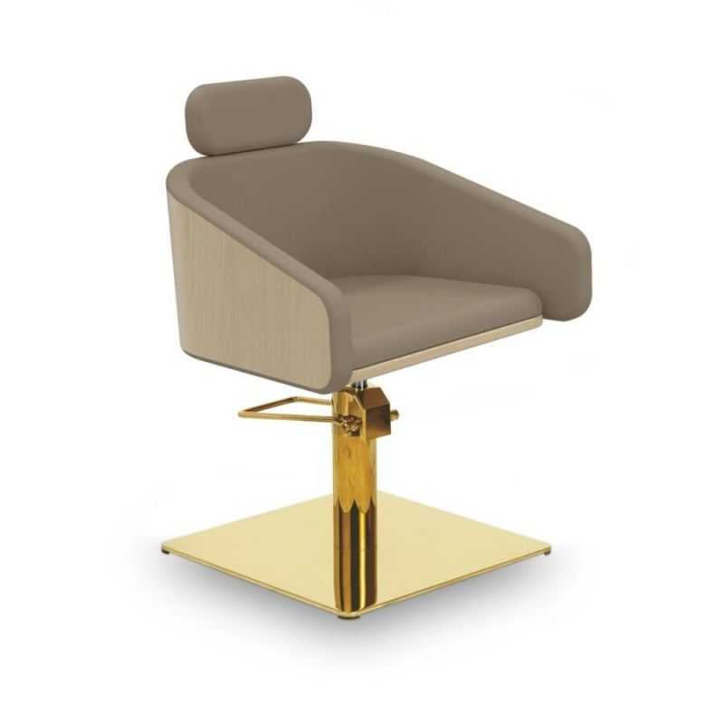 Fauteuil coiffure Alya beige base carrée inox doré 50x50 cm ergonomique
