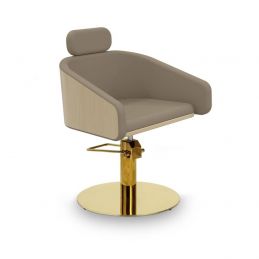 Fauteuil coiffure Alya beige base ronde inox doré Ø50 cm ergonomique