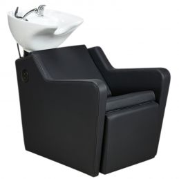 Bac à shampoing Yannik professionnel avec repose-pieds électrique et vasque blanche
