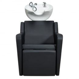Bac à shampoing Yannik professionnel avec repose-pieds électrique et vasque blanche