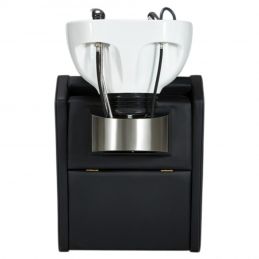 Bac à shampoing Yannik professionnel avec repose-pieds électrique et vasque blanche