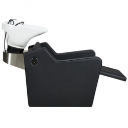 Bac à shampoing Yannik professionnel avec repose-pieds électrique et vasque blanche