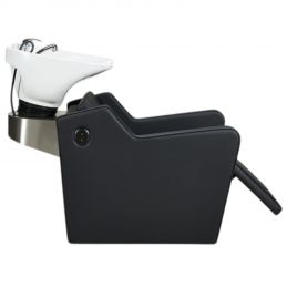 Bac à shampoing Yannik professionnel avec repose-pieds électrique et vasque blanche