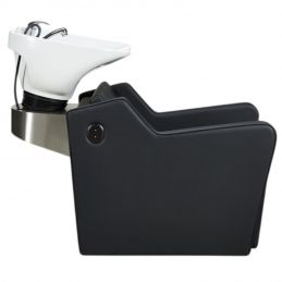 Bac à shampoing Yannik professionnel avec repose-pieds électrique et vasque blanche