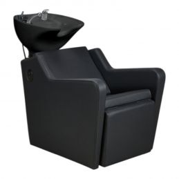 Bac à shampoing Yannik professionnel avec repose-pieds électrique et vasque blanche