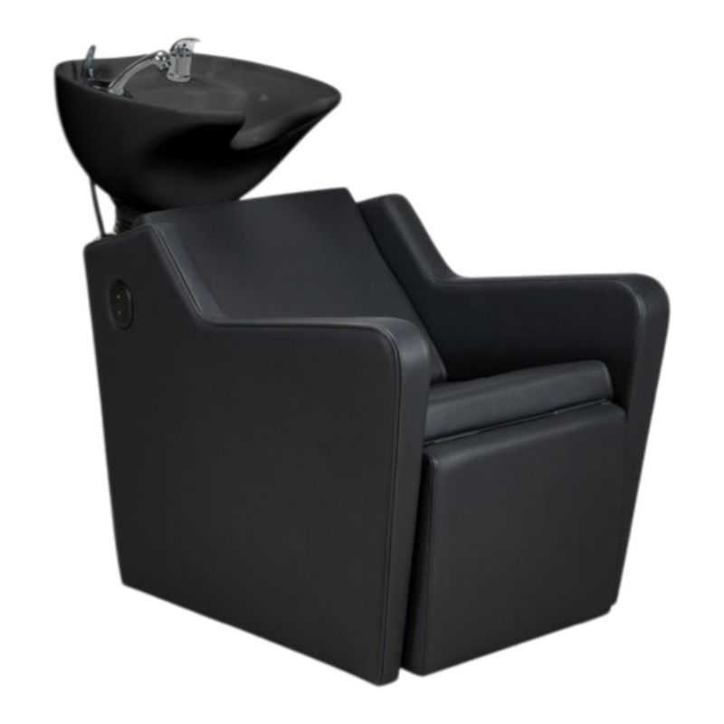 Bac à shampoing Yannik professionnel avec repose-pieds électrique et vasque blanche