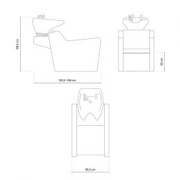 Dimension Bac de lavage Yannik professionnel avec repose-pieds électrique et vasque noire