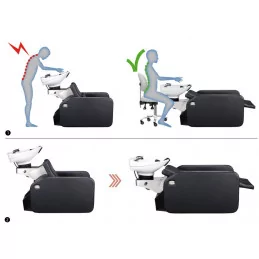 Bac shampooing ergonomique électrique 2 moteurs avec cuve céramique ajustable