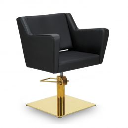 Fauteuil de coiffure Anouk noir base carrée dorée