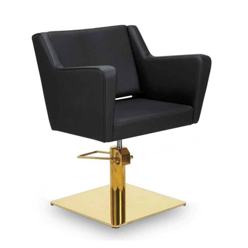Fauteuil de coiffure Anouk noir base carrée dorée