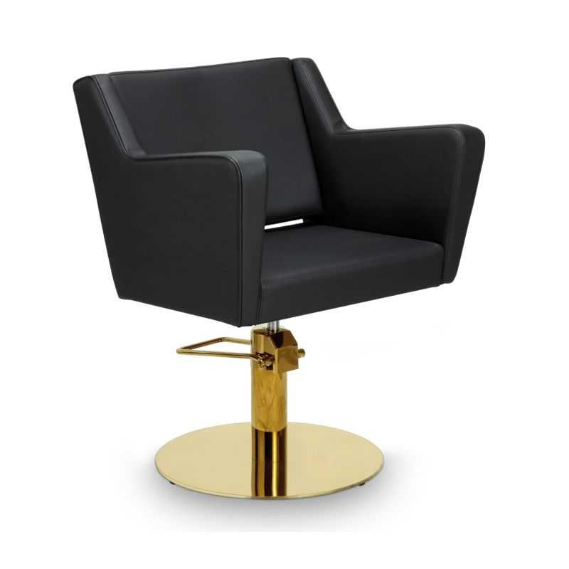 Fauteuil de coiffure Anouk noir base ronde dorée Fauteuil de coiffure Anouk noir base ronde dorée