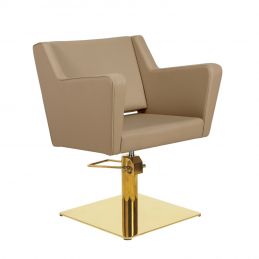 Fauteuil de coiffure Anouk beige base carrée dorée