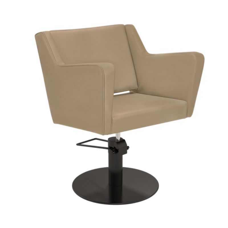 Fauteuil de coiffure Anouk beige base ronde noire