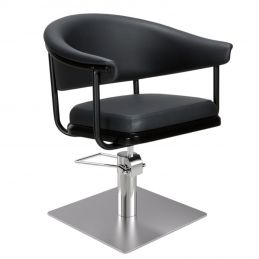 Fauteuil de coiffure Lyra noir base carrée acier 50x50 cm