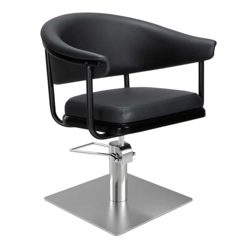Fauteuil de coiffure Lyra noir base carrée acier 50x50 cm