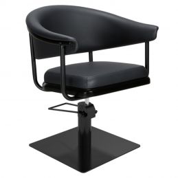 Fauteuil de coiffure Lyra noir base carrée acier noir 50x50 cm