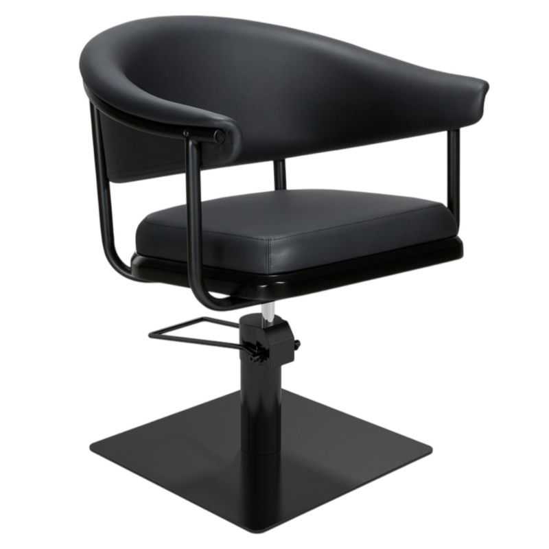 Fauteuil de coiffure Lyra noir base carrée acier noir 50x50 cm