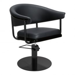 Fauteuil de coiffure Lyra noir base ronde noire Ø50 cm