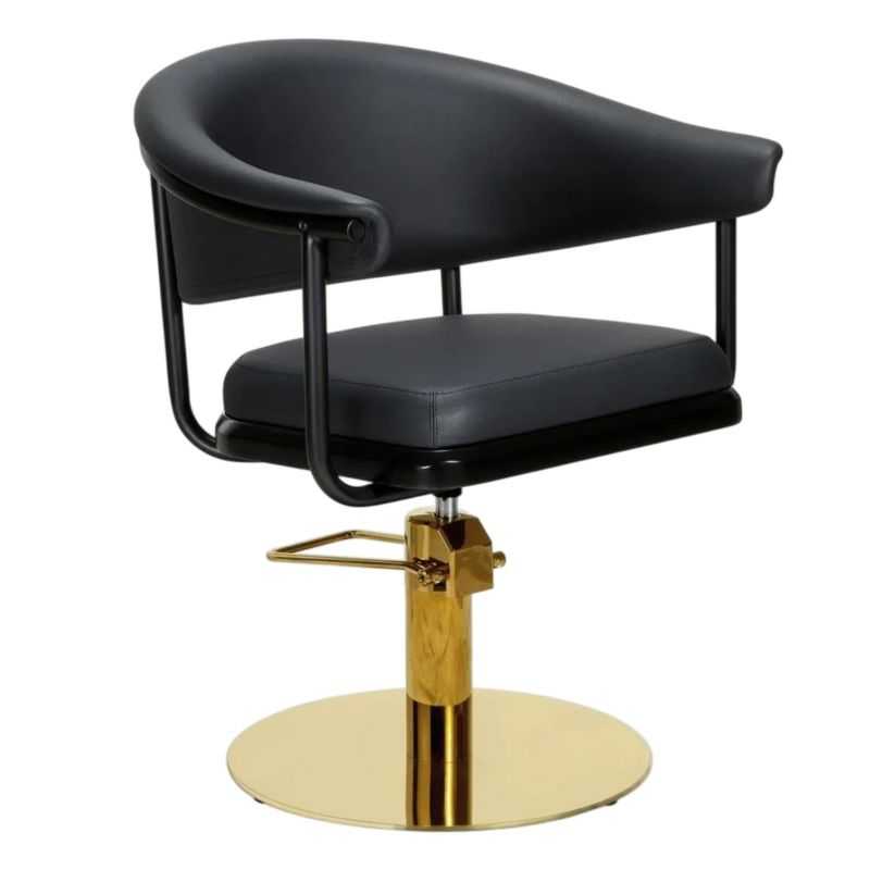 Fauteuil de coiffure Lyra noir base ronde dorée Ø50 cm Fauteuil de coiffure Lyra noir base ronde dorée Ø50 cm