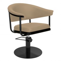 Fauteuil de coiffure Lyra beige base ronde noire Ø50 cm