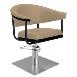 Fauteuil de coiffure Lyra beige base carrée acier 50x50 cm