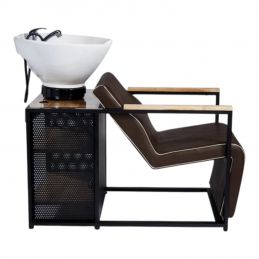 Bac shampoing professionnel Basil vasque blanche accoudoirs bois Bac shampoing professionnel Basil vasque blanche accoudoirs bois