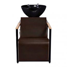 Bac shampoing professionnel Basil vasque noire accoudoirs bois Bac shampoing professionnel Basil vasque noire accoudoirs bois