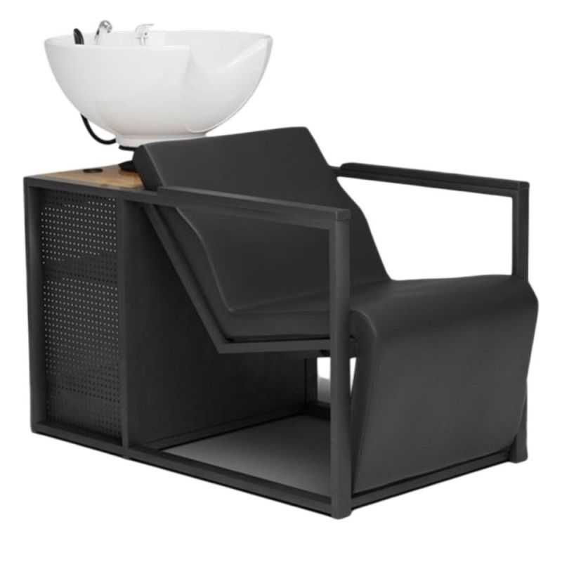 Bac à shampoing professionnel Basil noir vasque blanche