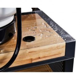 Bac à shampoing professionnel lavage E-Basil vasque blanche accoudoirs bois avec repose-pieds électriques Bac à shampoing professionnel lavage E-Basil vasque blanche accoudoirs bois avec repose-pieds électriques