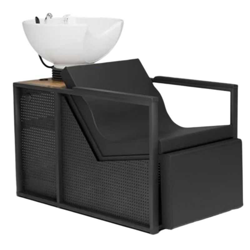 Bac de lavage E-Basil noir vasque blanche avec repose-pieds électriques