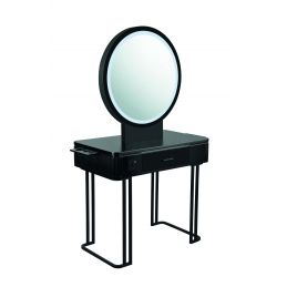 Coiffeuse professionnelle Nicole avec miroir LED intégré et rangement optimisé