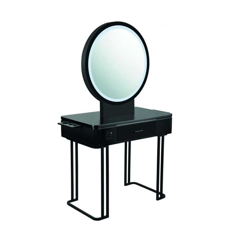 Coiffeuse professionnelle Nicole avec miroir LED intégré et rangement optimisé