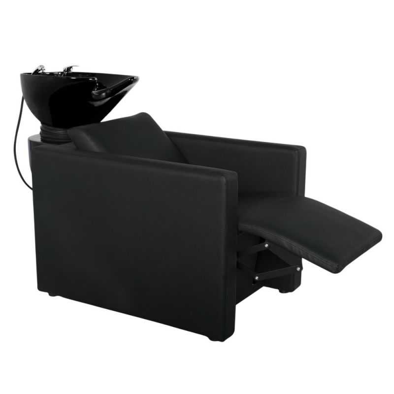 Bac à shampooing avec repose jambes électrique cuve noire