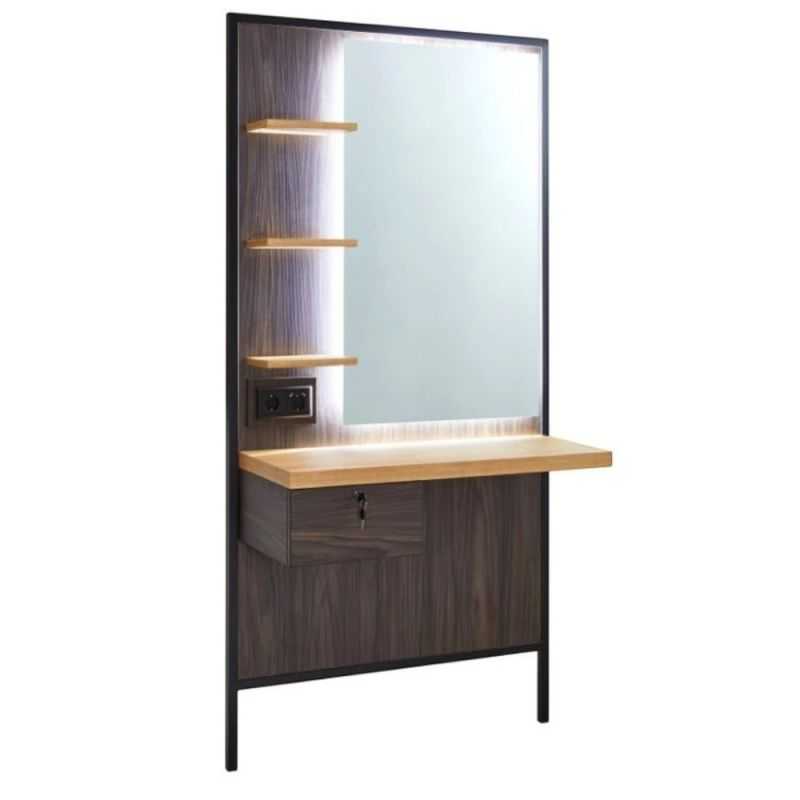 Miroir coiffeuse Logan bois foncé pour salon professionnel