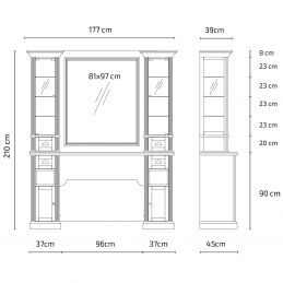 Poste de coiffage William 2 B avec rangements intégrés Poste de coiffage William 2 B avec rangements intégrés