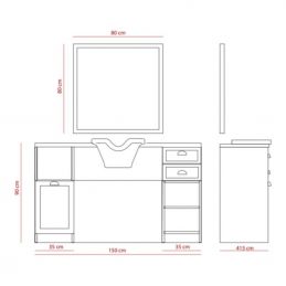 Meuble de coiffage en bois Jules B 02/08 avec miroir LED