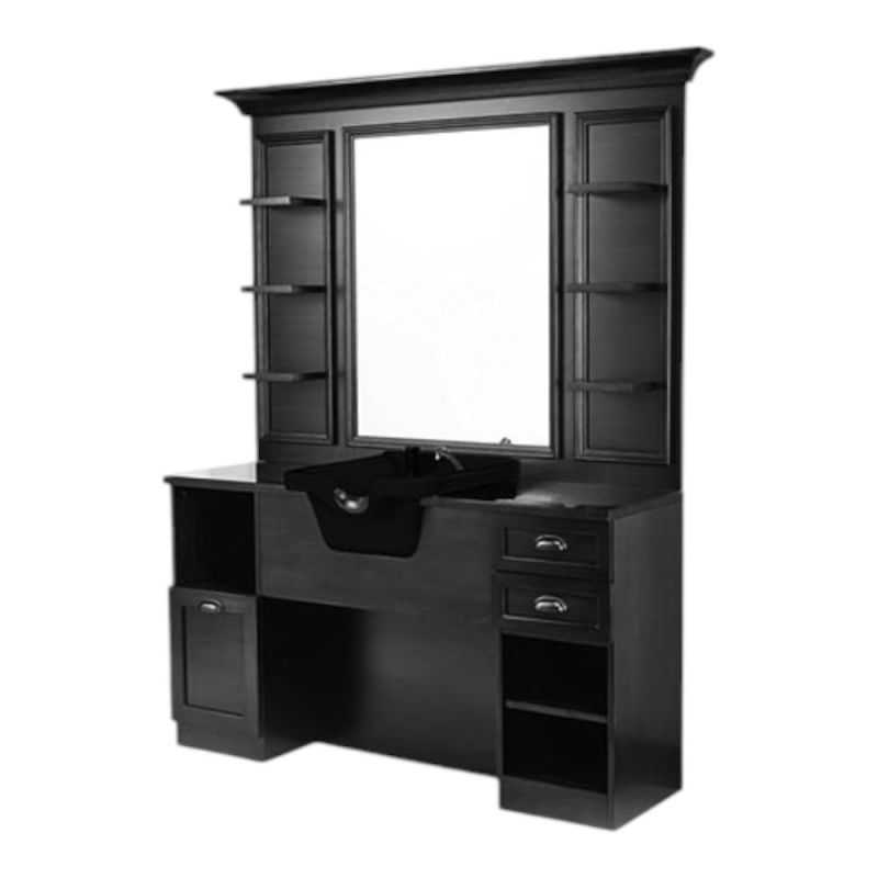 Meuble barbier noir Jules BR/98 avec miroir et vasque noire
