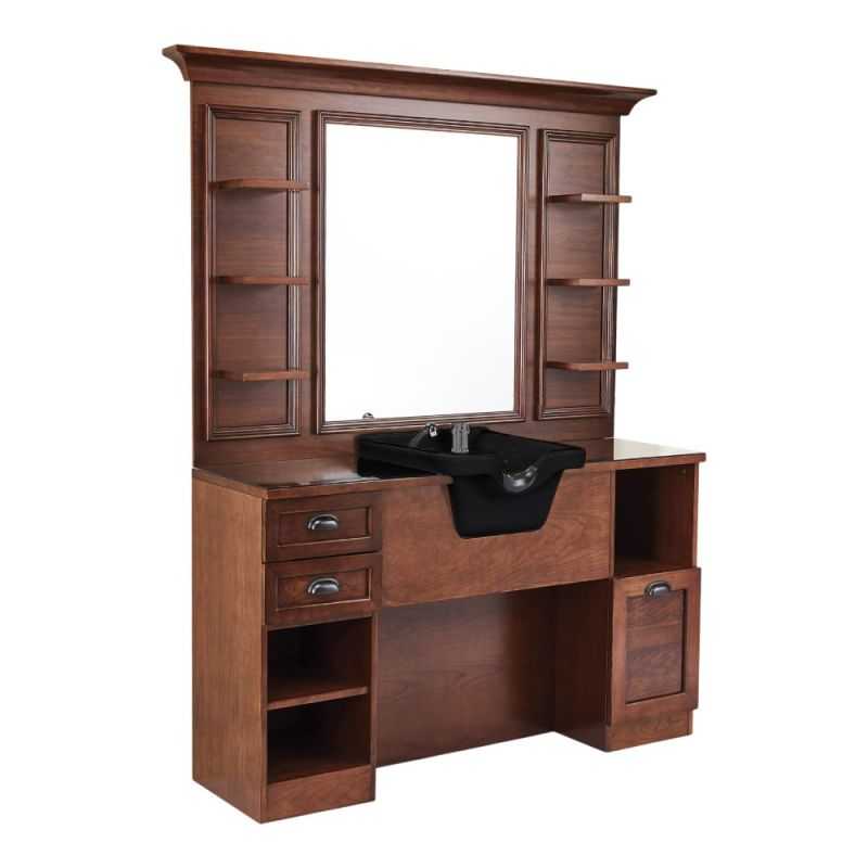 Meuble barbier Jules BR/98 avec miroir et vasque noire