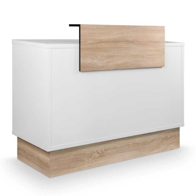 Comptoir caisse Thierry blanc finition bois naturel