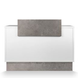 Comptoir d’accueil Thierry blanc avec frontal effet béton